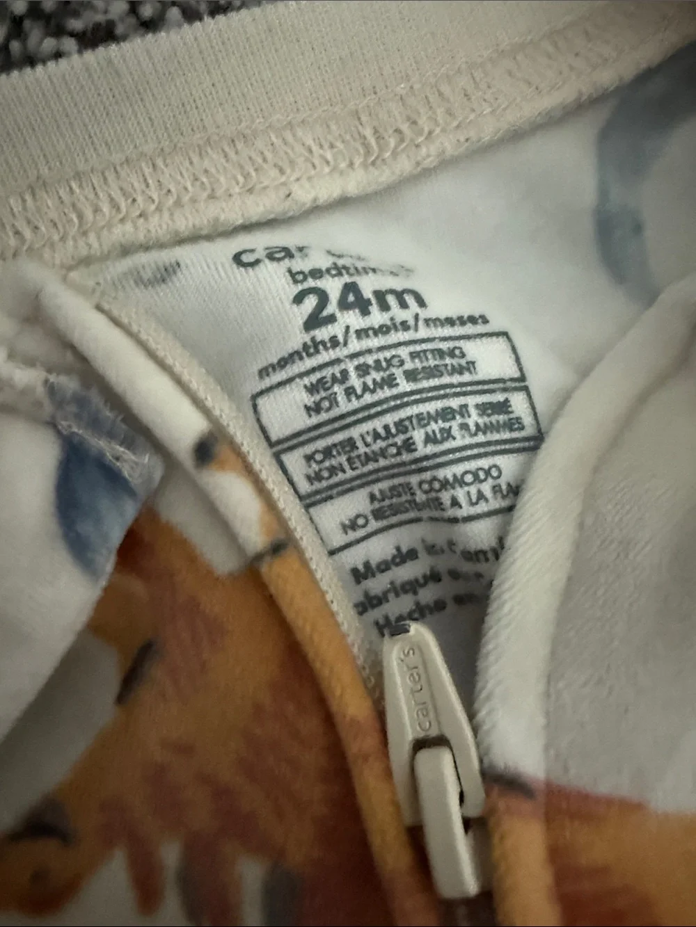Carter's Cream Dinosaur Footed One-Piece Pajamas